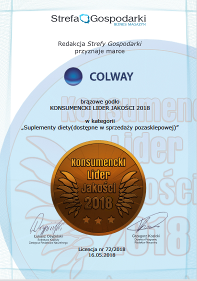 Certifikát akosti kozmetiky Colway